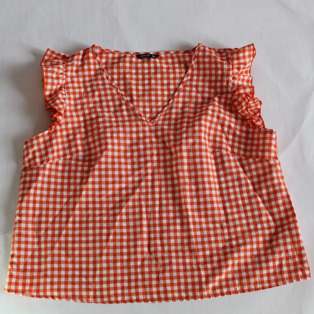 Short Sleeve Gingham Shirt Size 3XL